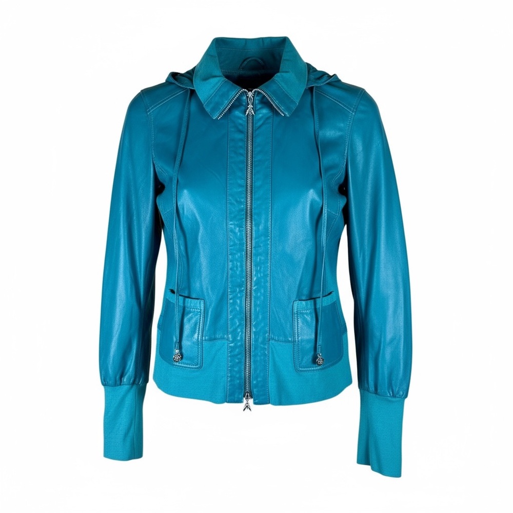 Patrizia Pepe Napa Lambskin Blouson
Leather Jacket in Teal